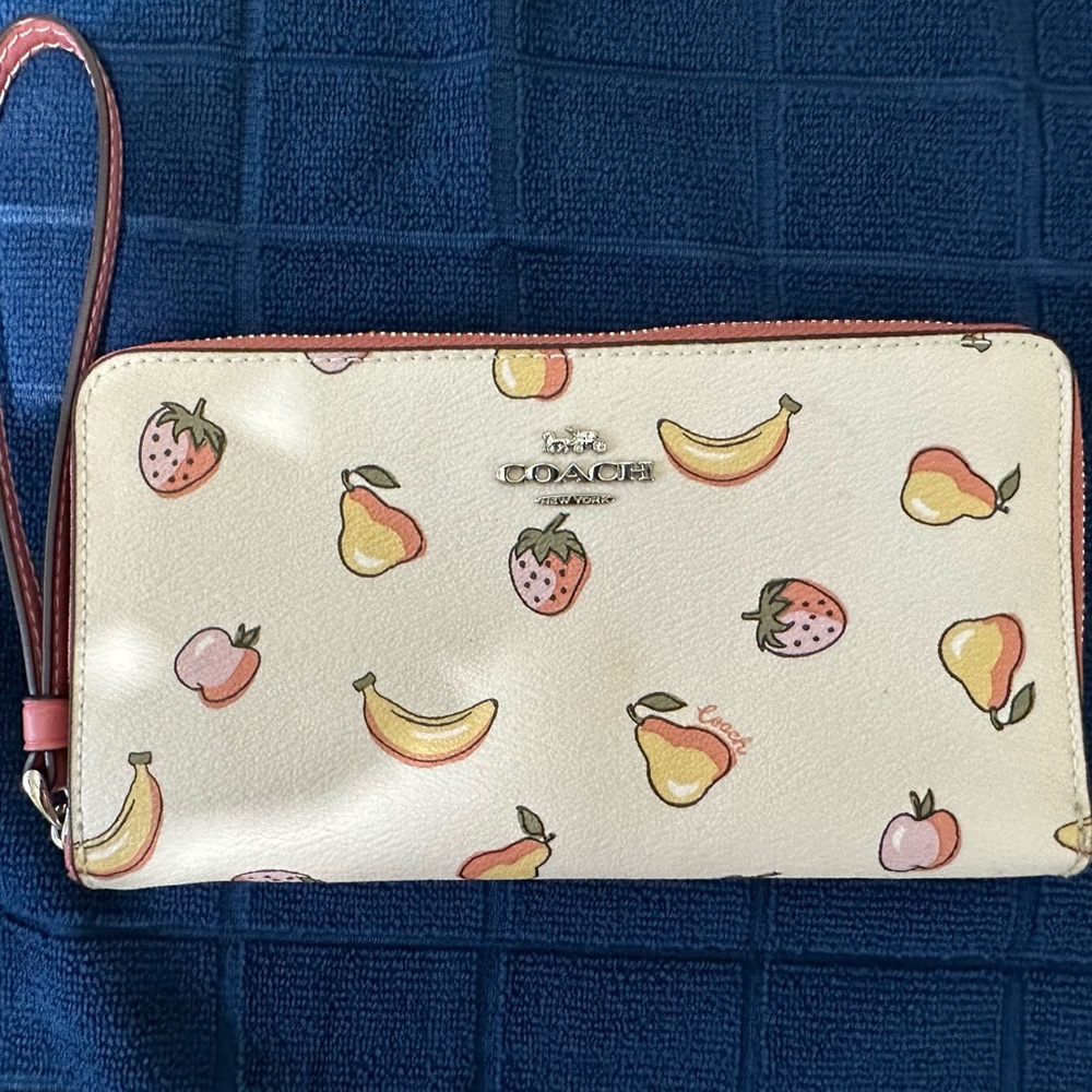 Coach fruit print accordion wallet/wristlet